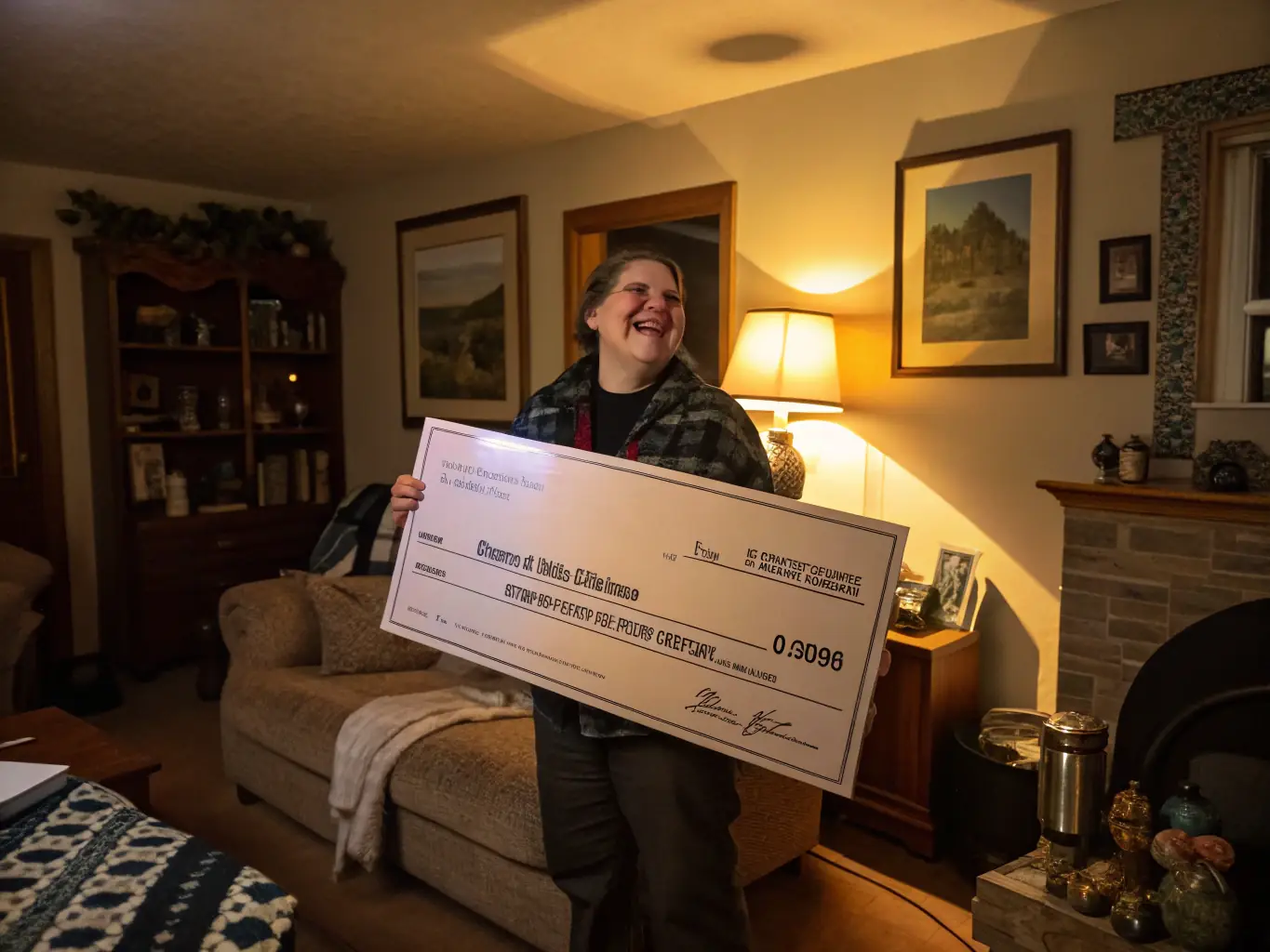 A person successfully receiving a check, symbolizing the successful recovery of AFP funds and the financial freedom it brings.